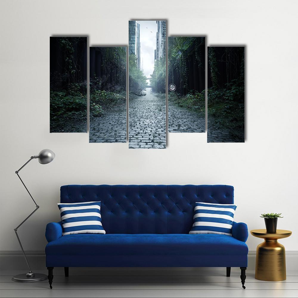 Street Surrounded By Trees Canvas Wall Art-5 Pop-Gallery Wrap-47" x 32"-Tiaracle