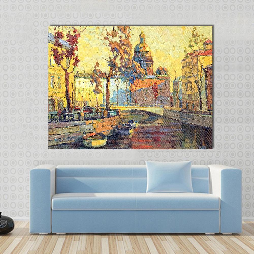 Streets Of St Petersburg Canvas Wall Art-1 Piece-Gallery Wrap-48" x 32"-Tiaracle