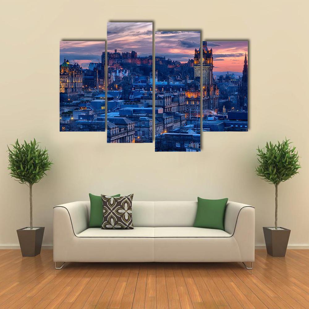 Town & Castle Edinburgh Canvas Wall Art-4 Pop-Gallery Wrap-50" x 32"-Tiaracle