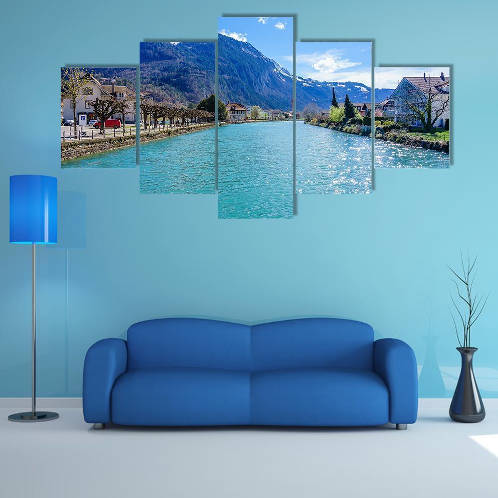 Interlaken Lake Canal Canvas Wall Art-5 Star-Gallery Wrap-62" x 32"-Tiaracle