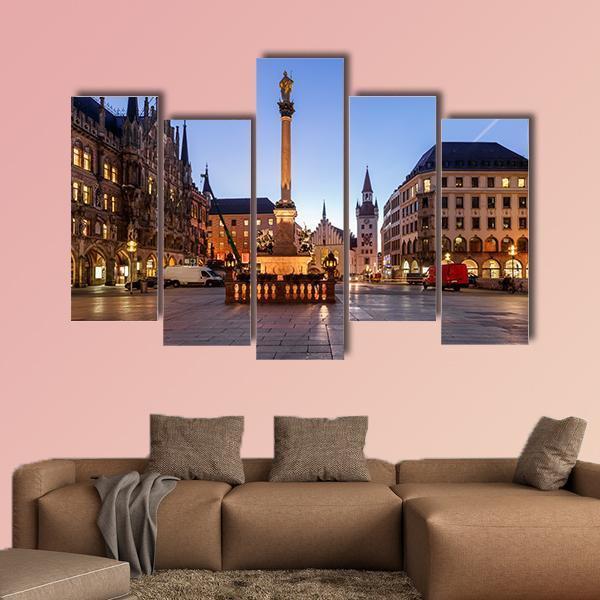 Old Town Hall & Marienplatz Bavaria Canvas Wall Art-5 Pop-Gallery Wrap-47" x 32"-Tiaracle