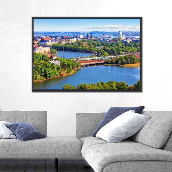 Old Town In Helsinki Panoramic Canvas Wall Art-1 Piece-36" x 12"-Tiaracle