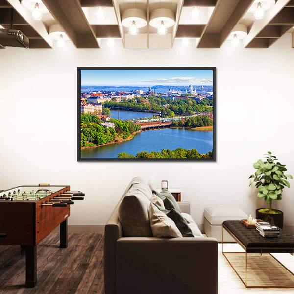 Old Town In Helsinki Panoramic Canvas Wall Art-1 Piece-36" x 12"-Tiaracle