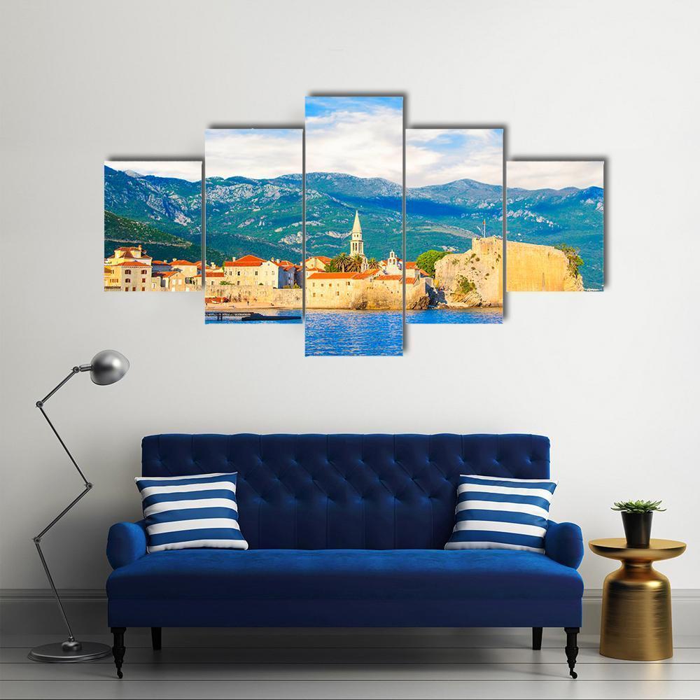 Old Town Of Budva Canvas Wall Art-5 Star-Gallery Wrap-62" x 32"-Tiaracle