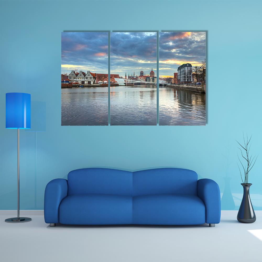 Old Town Of Gdansk Canvas Wall Art-3 Horizontal-Gallery Wrap-37" x 24"-Tiaracle
