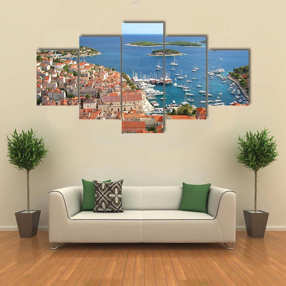 Old Town Of Hvar Croatia Canvas Wall Art-5 Star-Gallery Wrap-62" x 32"-Tiaracle