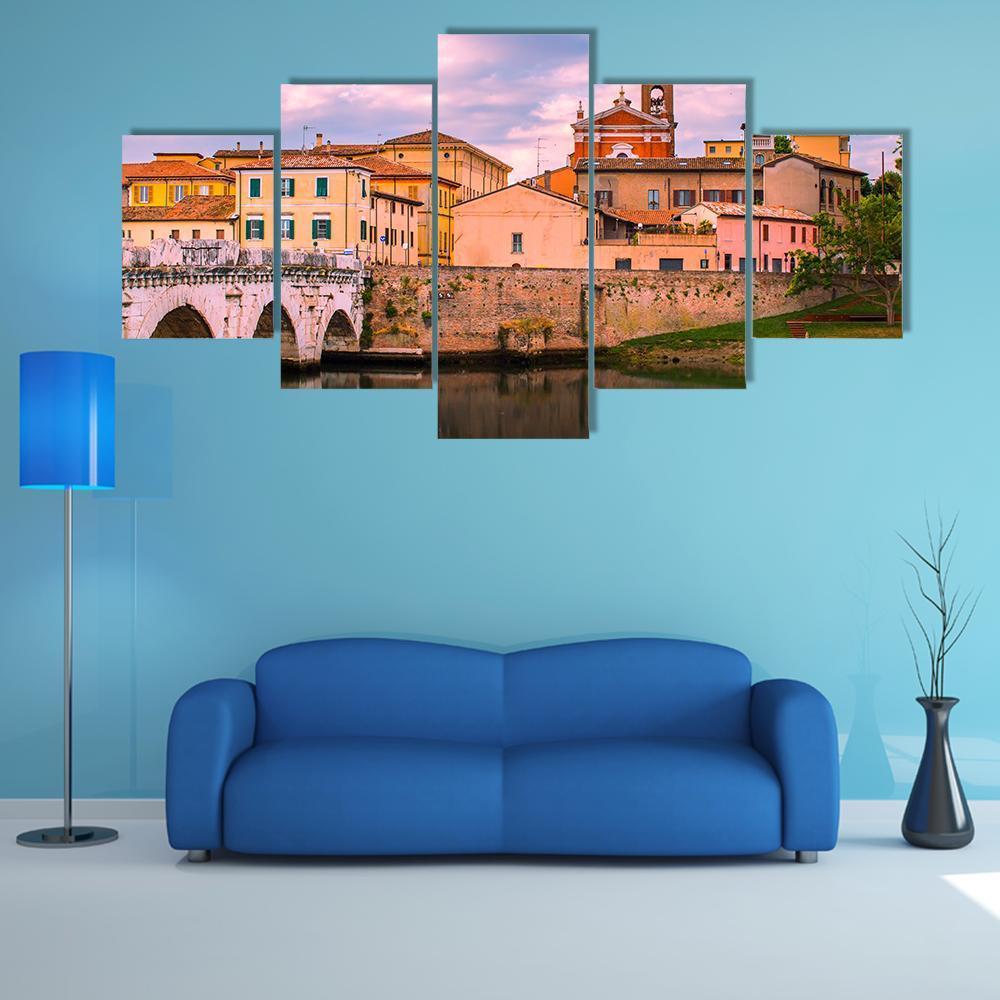 Old Town Rimini Canvas Wall Art-5 Star-Gallery Wrap-62" x 32"-Tiaracle