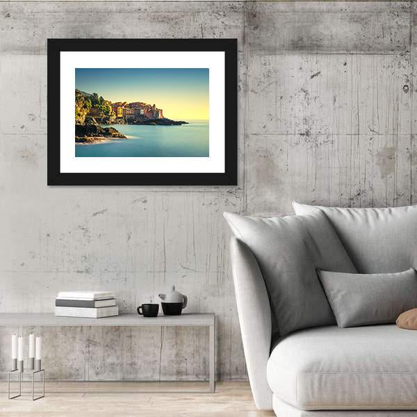 Old Village On Sea Canvas Wall Art-3 Horizontal-Gallery Wrap-25" x 16"-Tiaracle