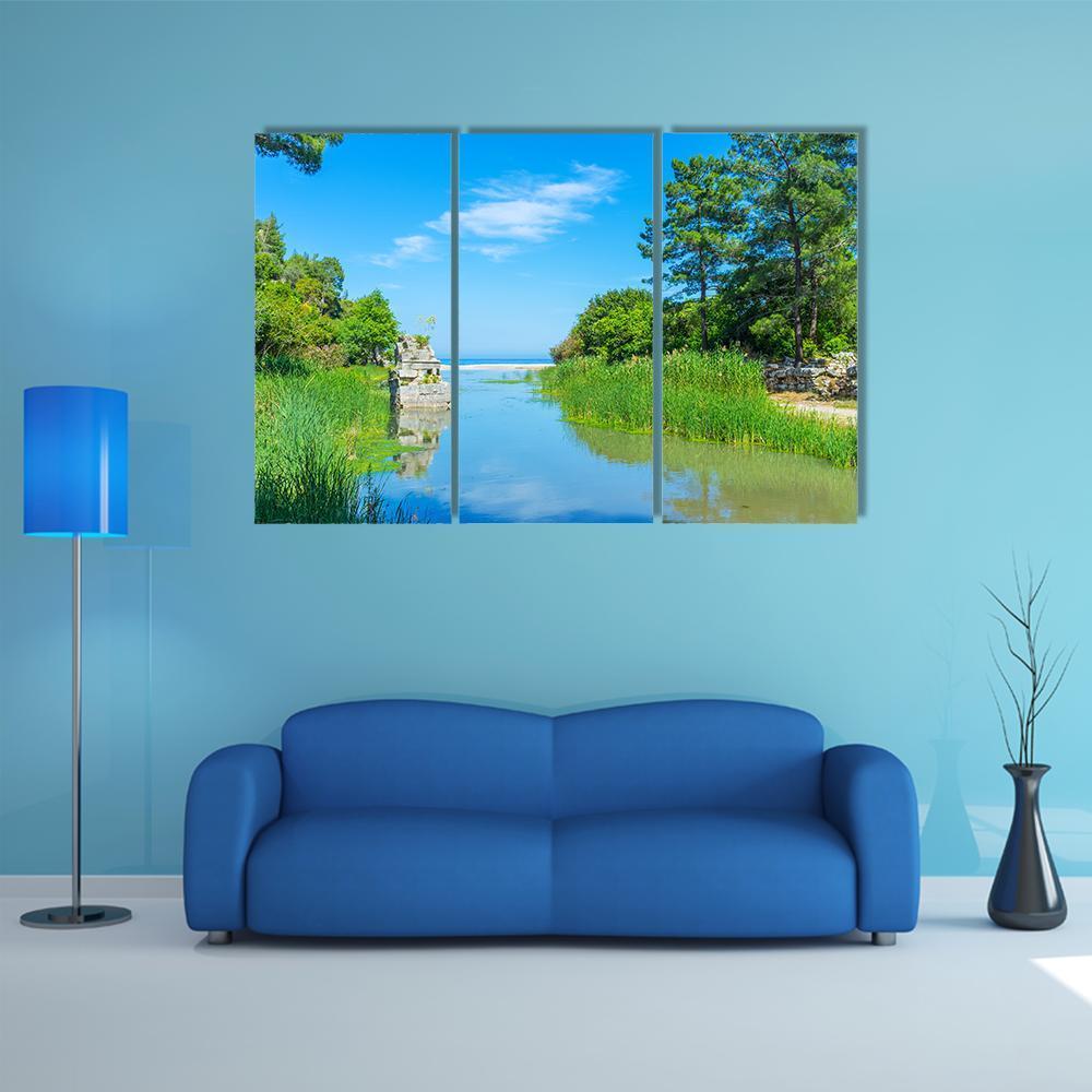 Olympos Stream Turkey Canvas Wall Art-3 Horizontal-Gallery Wrap-37" x 24"-Tiaracle