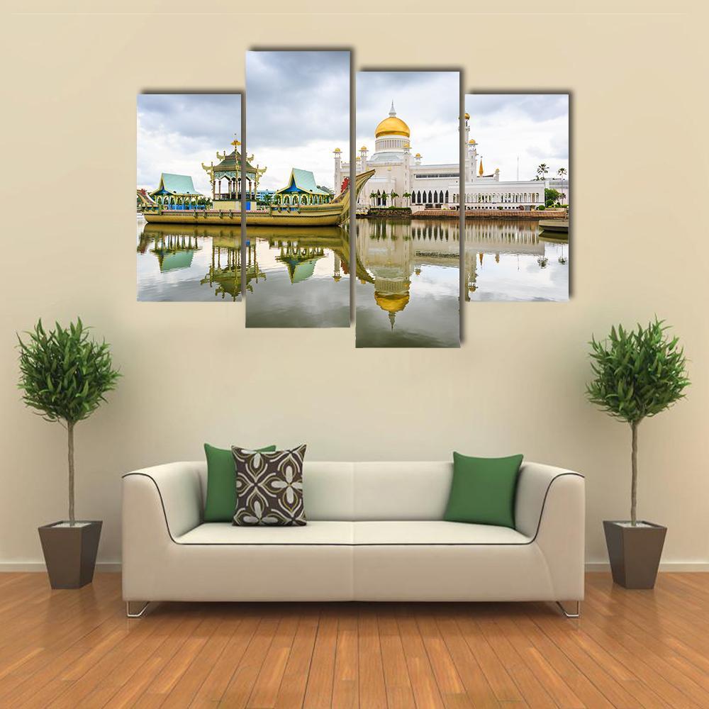 Omar Ali Saifuddien Mosque Canvas Wall Art-5 Pop-Gallery Wrap-47" x 32"-Tiaracle