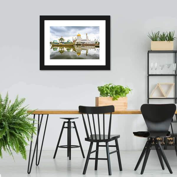 Omar Ali Saifuddien Mosque Canvas Wall Art-3 Horizontal-Gallery Wrap-25" x 16"-Tiaracle