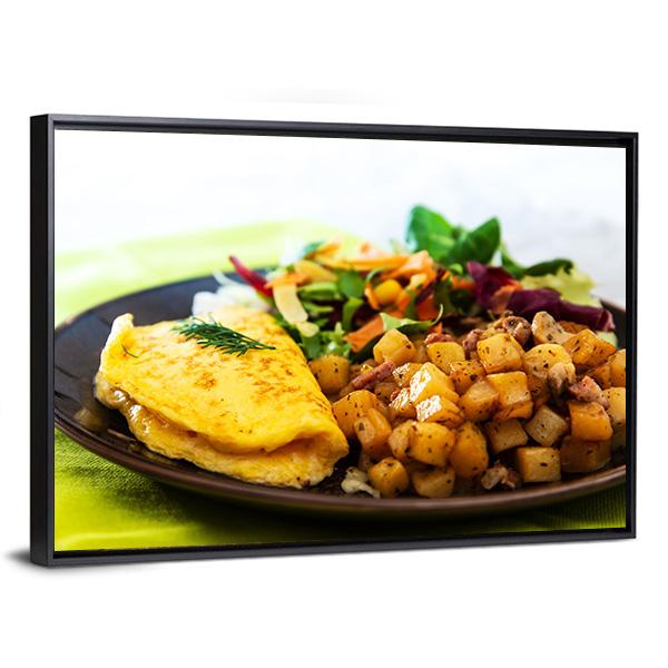 Omelette With Potatoes Canvas Wall Art-3 Horizontal-Gallery Wrap-25" x 16"-Tiaracle