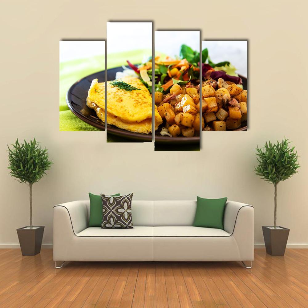 Omelette With Potatoes Canvas Wall Art-4 Pop-Gallery Wrap-50" x 32"-Tiaracle