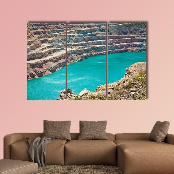 Open Pit Mine With Lake Canvas Wall Art-3 Horizontal-Gallery Wrap-25" x 16"-Tiaracle