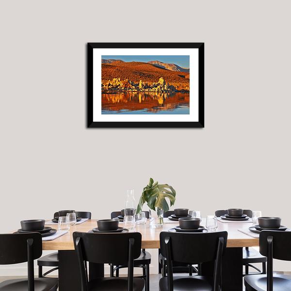 Orange Sunset At Mono Lake Canvas Wall Art-5 Horizontal-Gallery Wrap-22" x 12"-Tiaracle