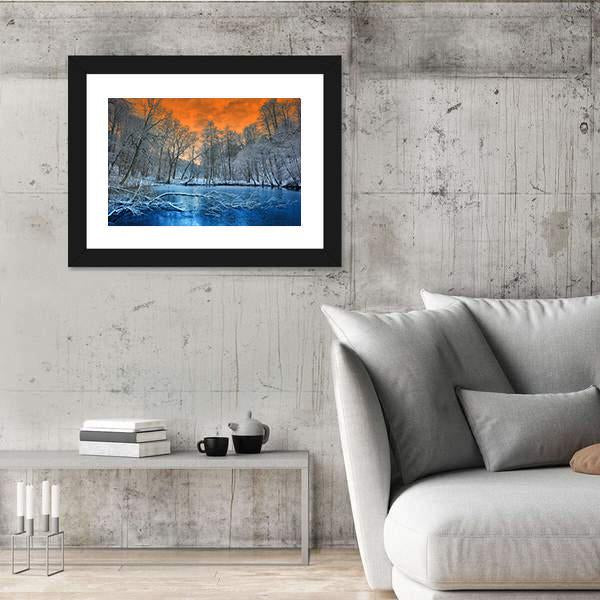 Orange Sunset In Winter Canvas Wall Art-3 Horizontal-Gallery Wrap-25" x 16"-Tiaracle