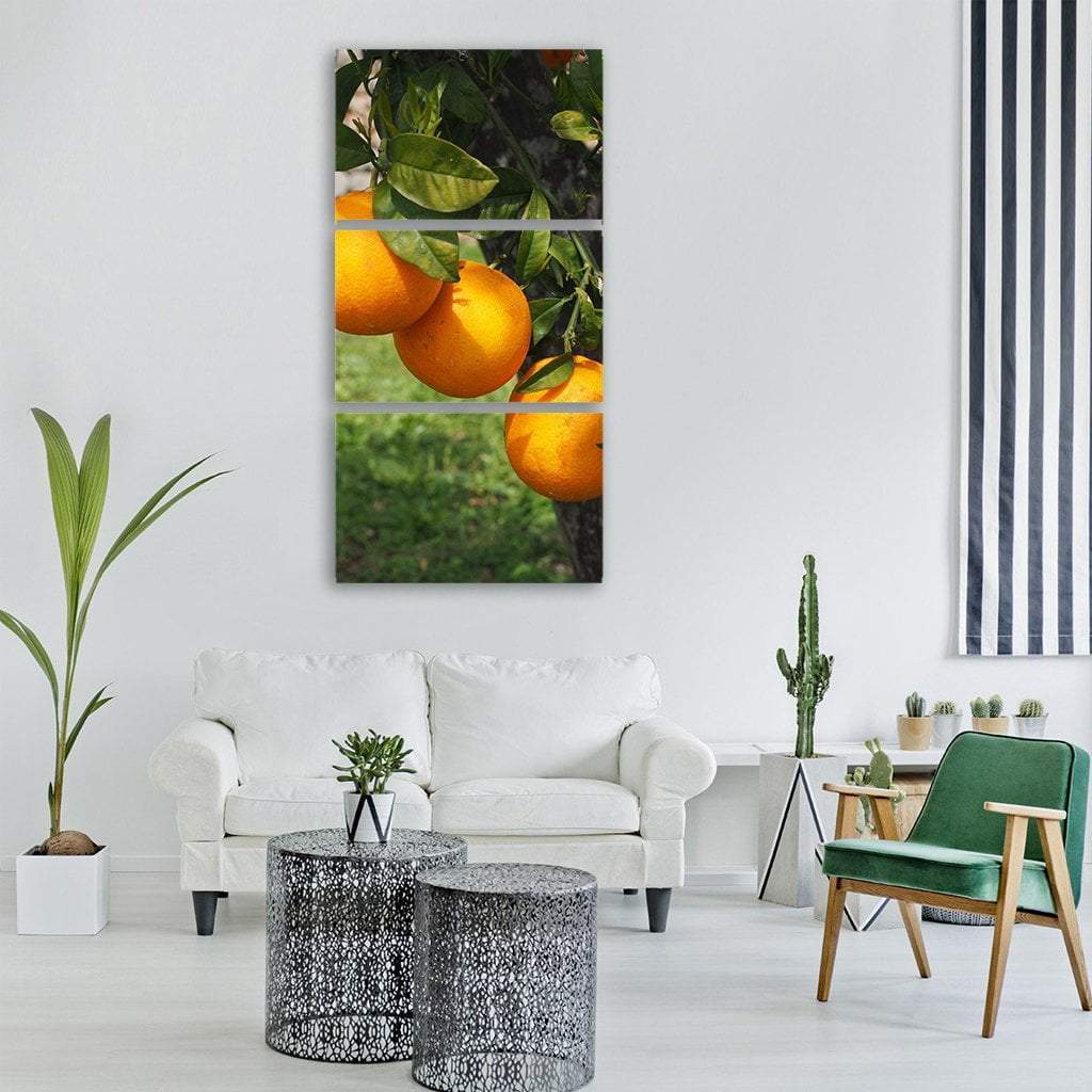 Orange Tree Canvas Wall Art-3 Vertical-Gallery Wrap-12" x 25"-Tiaracle