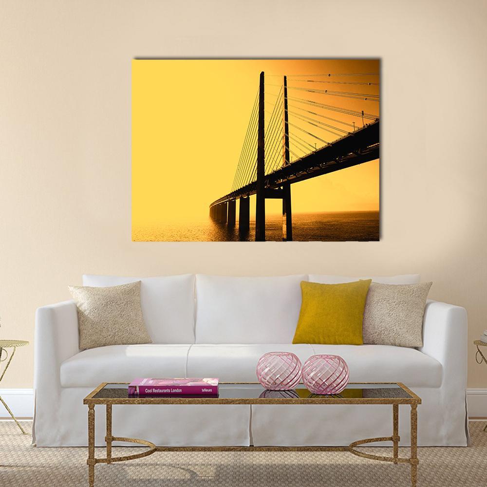 Oresund Bridge Canvas Wall Art-1 Piece-Gallery Wrap-48" x 32"-Tiaracle