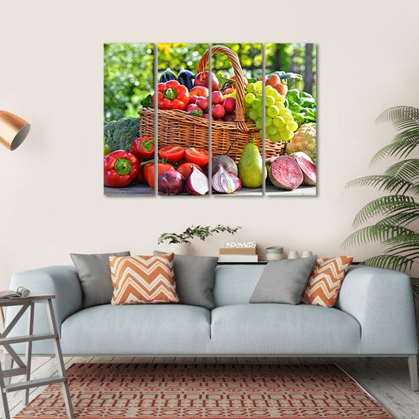 Organic Vegetables & Fruits Canvas Wall Art-4 Horizontal-Gallery Wrap-34" x 24"-Tiaracle