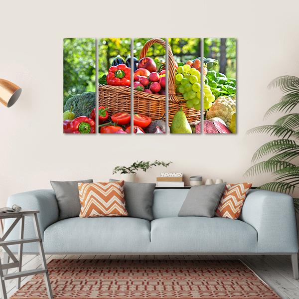 Organic Vegetables & Fruits Canvas Wall Art-5 Horizontal-Gallery Wrap-22" x 12"-Tiaracle