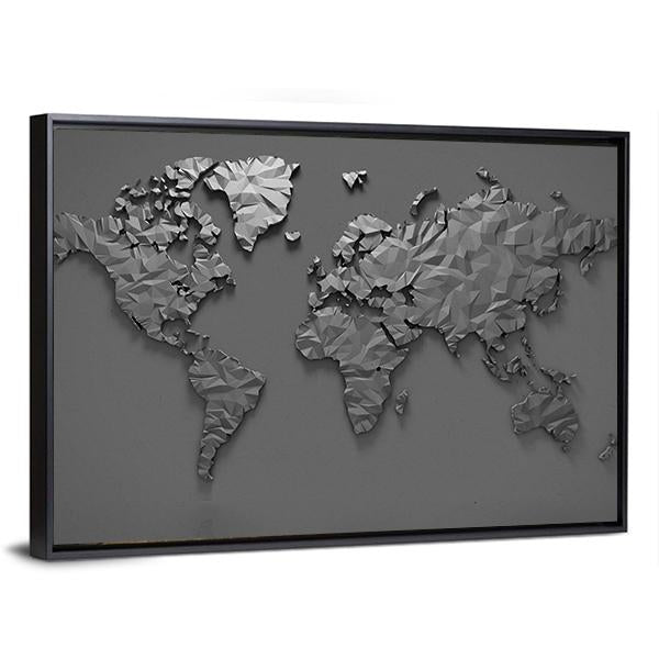 Origami 3D World Map Canvas Wall Art-3 Horizontal-Gallery Wrap-25" x 16"-Tiaracle