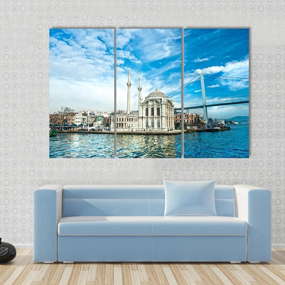 Ortakoy Mosque Canvas Wall Art-3 Horizontal-Gallery Wrap-37" x 24"-Tiaracle
