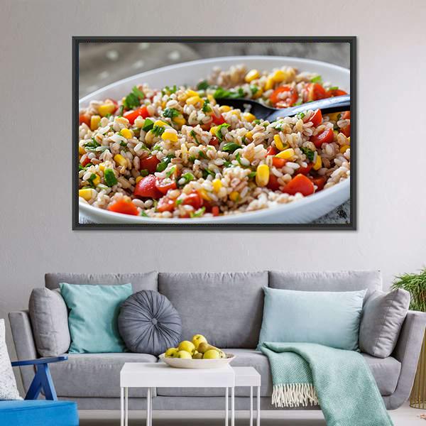 Orzo Salad Canvas Wall Art-3 Horizontal-Gallery Wrap-25" x 16"-Tiaracle