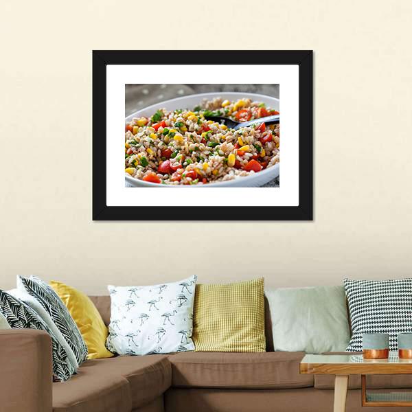 Orzo Salad Canvas Wall Art-3 Horizontal-Gallery Wrap-25" x 16"-Tiaracle