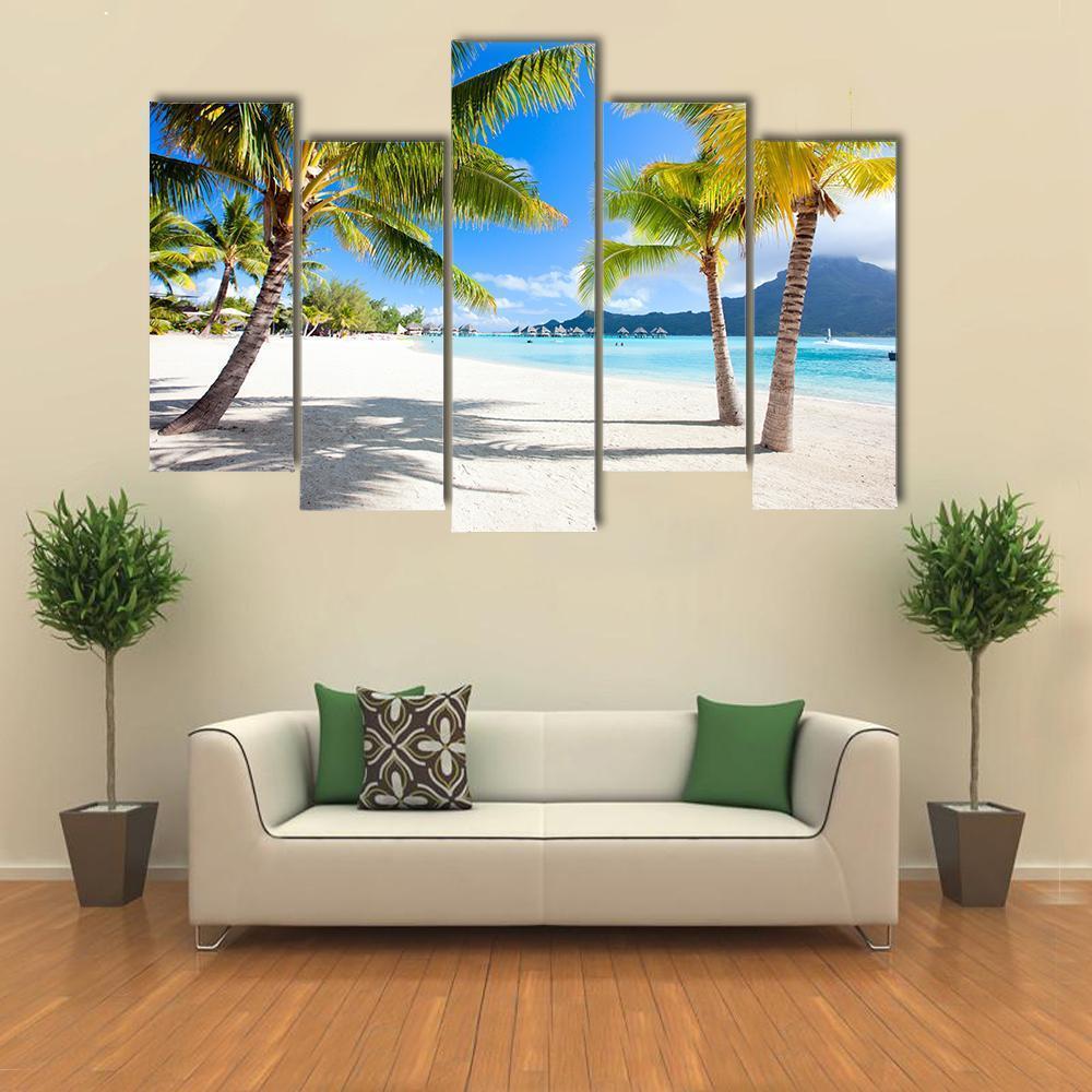 Otemanu Mountain On Bora Bora Island Canvas Wall Art-5 Pop-Gallery Wrap-47" x 32"-Tiaracle