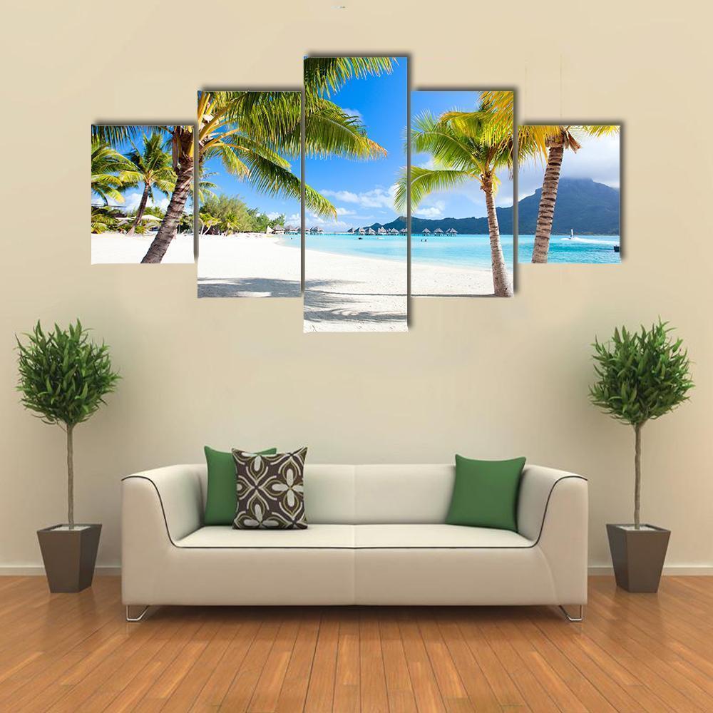 Otemanu Mountain On Bora Bora Island Canvas Wall Art-5 Star-Gallery Wrap-62" x 32"-Tiaracle