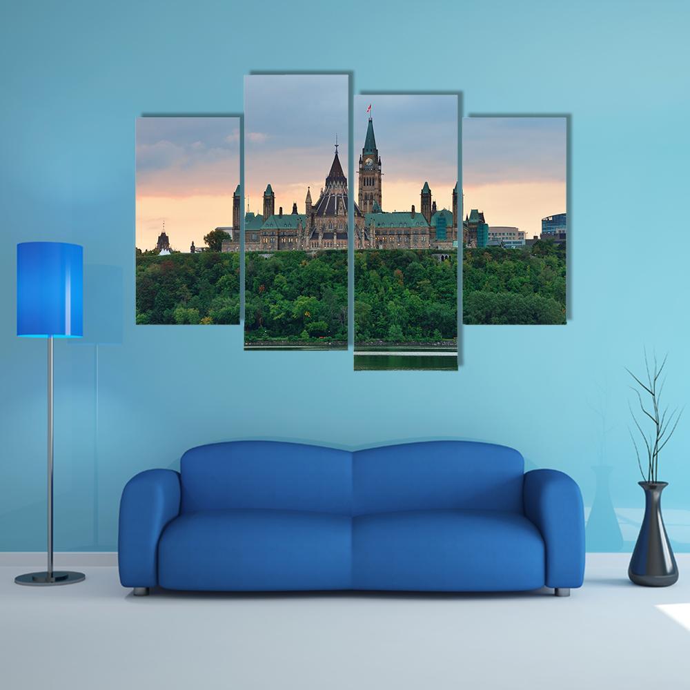 Ottawa City Skyline Canvas Wall Art-4 Pop-Gallery Wrap-50" x 32"-Tiaracle