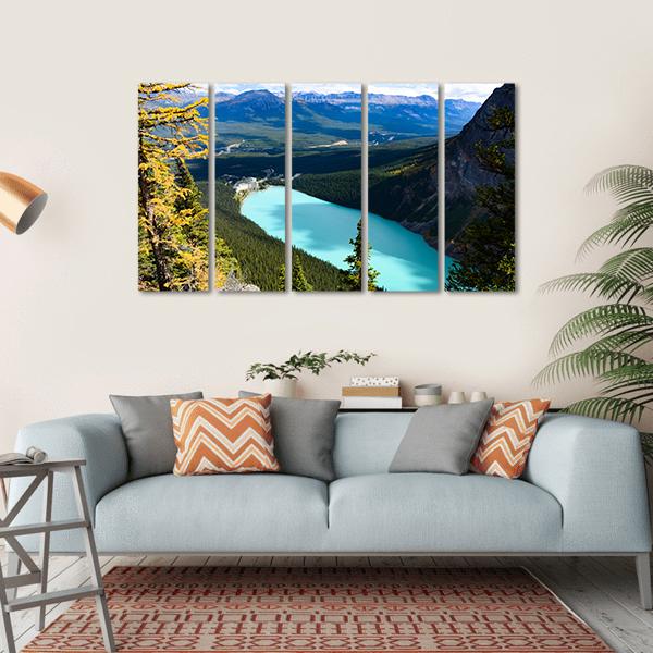 Overlook Of Lake Louise Canvas Wall Art-5 Horizontal-Gallery Wrap-22" x 12"-Tiaracle