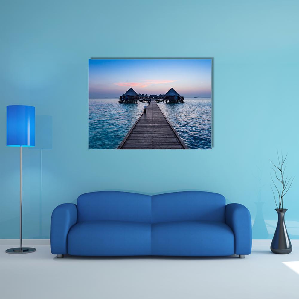 Overwater Bungalow In The Maldives Canvas Wall Art-1 Piece-Gallery Wrap-36" x 24"-Tiaracle