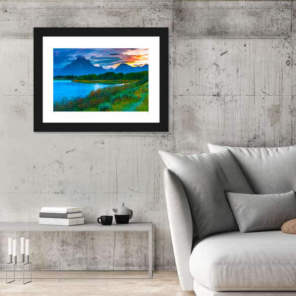 Oxbow Bend Turnout Panoramic Canvas Wall Art-1 Piece-36" x 12"-Tiaracle