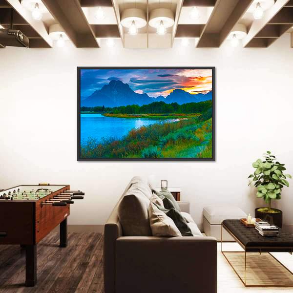 Oxbow Bend Turnout Panoramic Canvas Wall Art-1 Piece-36" x 12"-Tiaracle