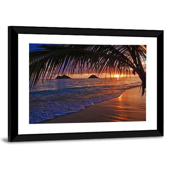 Pacific Sunrise At Lanikai Beach In Hawaii Canvas Wall Art-3 Horizontal-Gallery Wrap-25" x 16"-Tiaracle
