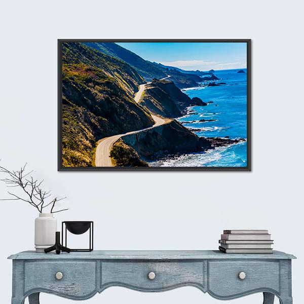 Pacific Valley In California Canvas Wall Art-1 Piece-Floating Frame-24" x 16"-Tiaracle
