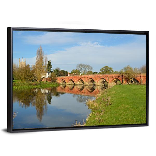 Packhorse Bridge At Great Barford Canvas Wall Art-3 Horizontal-Gallery Wrap-25" x 16"-Tiaracle