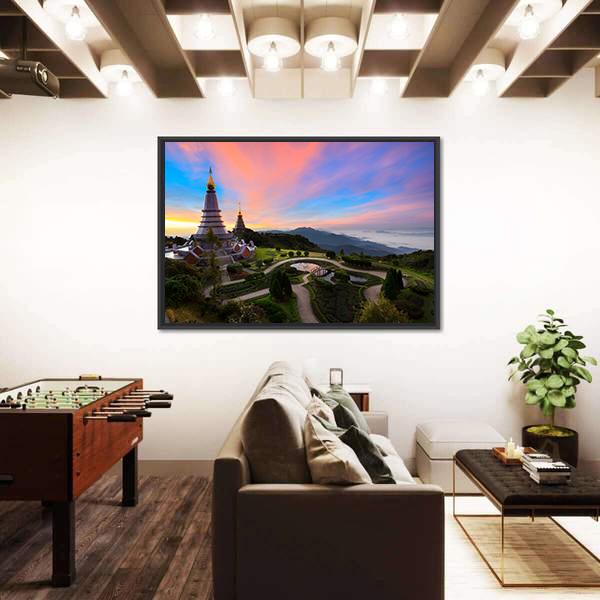 Pagoda Nabhapolbhumisir Thailand Canvas Wall Art-3 Horizontal-Gallery Wrap-25" x 16"-Tiaracle
