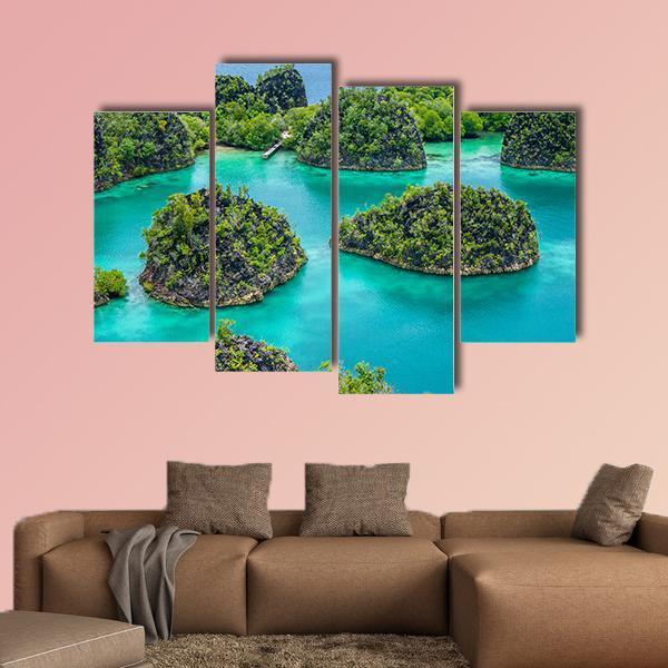Painemo Island In Indonesia Canvas Wall Art-4 Pop-Gallery Wrap-50" x 32"-Tiaracle