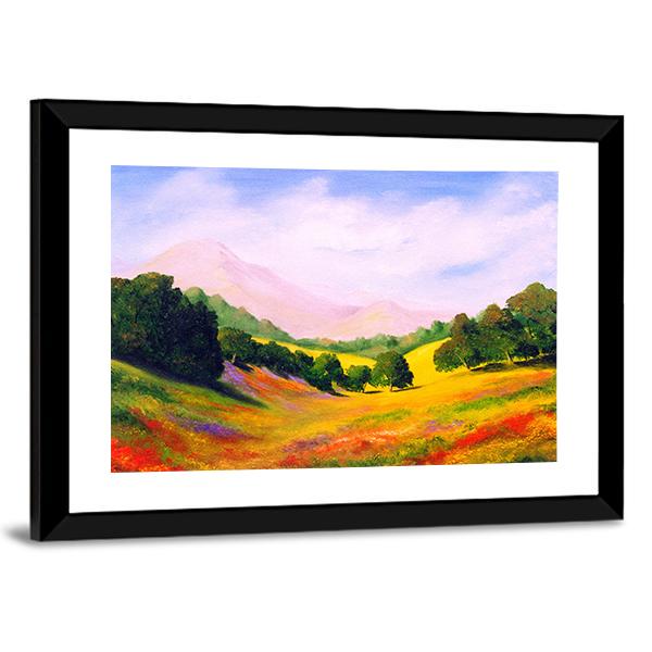 Painting Of Landscape Canvas Wall Art-3 Horizontal-Gallery Wrap-25" x 16"-Tiaracle