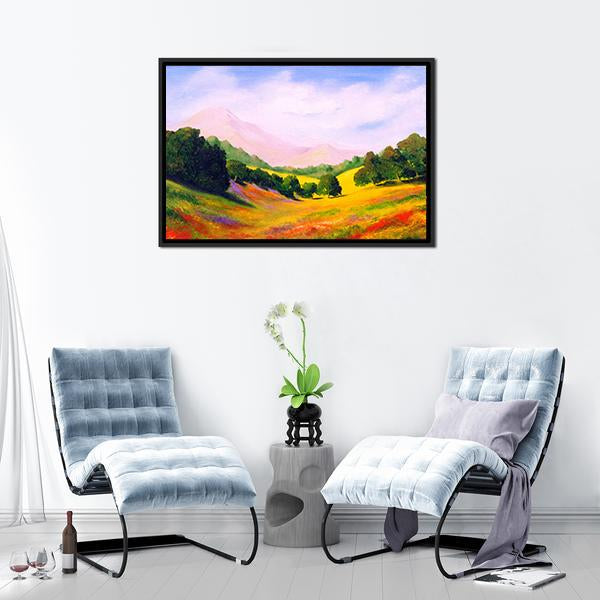 Painting Of Landscape Canvas Wall Art-5 Horizontal-Gallery Wrap-22" x 12"-Tiaracle