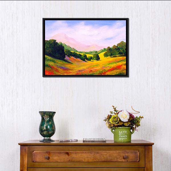 Painting Of Landscape Canvas Wall Art-1 Piece-Floating Frame-24" x 16"-Tiaracle