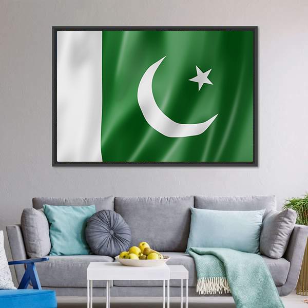 Pakistan Flag Canvas Wall Art-3 Horizontal-Gallery Wrap-25" x 16"-Tiaracle