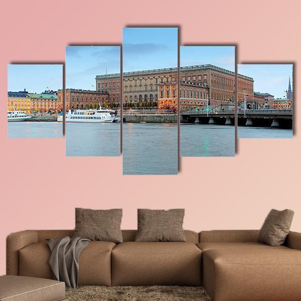 Palace In Stockholm Canvas Wall Art-5 Star-Gallery Wrap-62" x 32"-Tiaracle