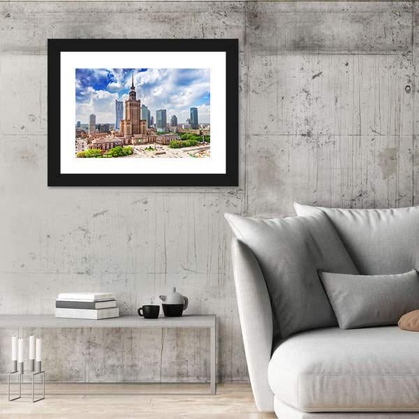 Palace Of Culture And Science Canvas Wall Art-3 Horizontal-Gallery Wrap-25" x 16"-Tiaracle
