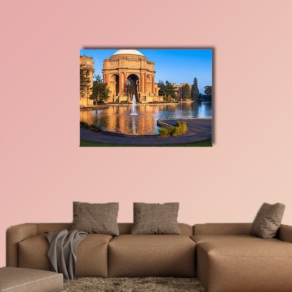 Palace Of Fine Arts With Lagoon And Fountain Canvas Wall Art-1 Piece-Gallery Wrap-36" x 24"-Tiaracle