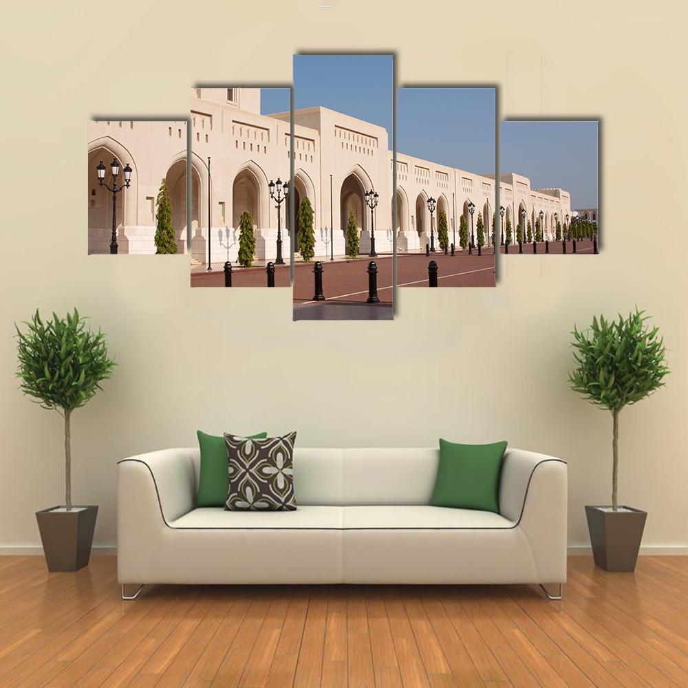 Palace Of Sultan Qaboosh In Muscat Canvas Wall Art-5 Star-Gallery Wrap-62" x 32"-Tiaracle