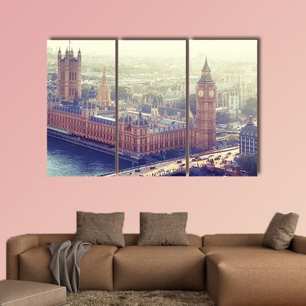 Palace Of Westminster Canvas Wall Art-3 Horizontal-Gallery Wrap-37" x 24"-Tiaracle