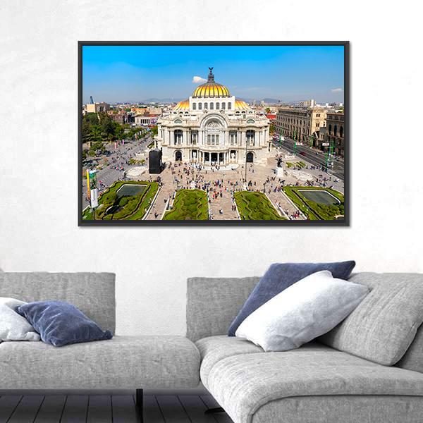 Palacio De Bellas Artes Canvas Wall Art-1 Piece-Floating Frame-24" x 16"-Tiaracle
